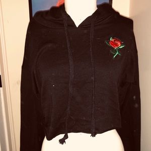 Rose embroidered hoodie
